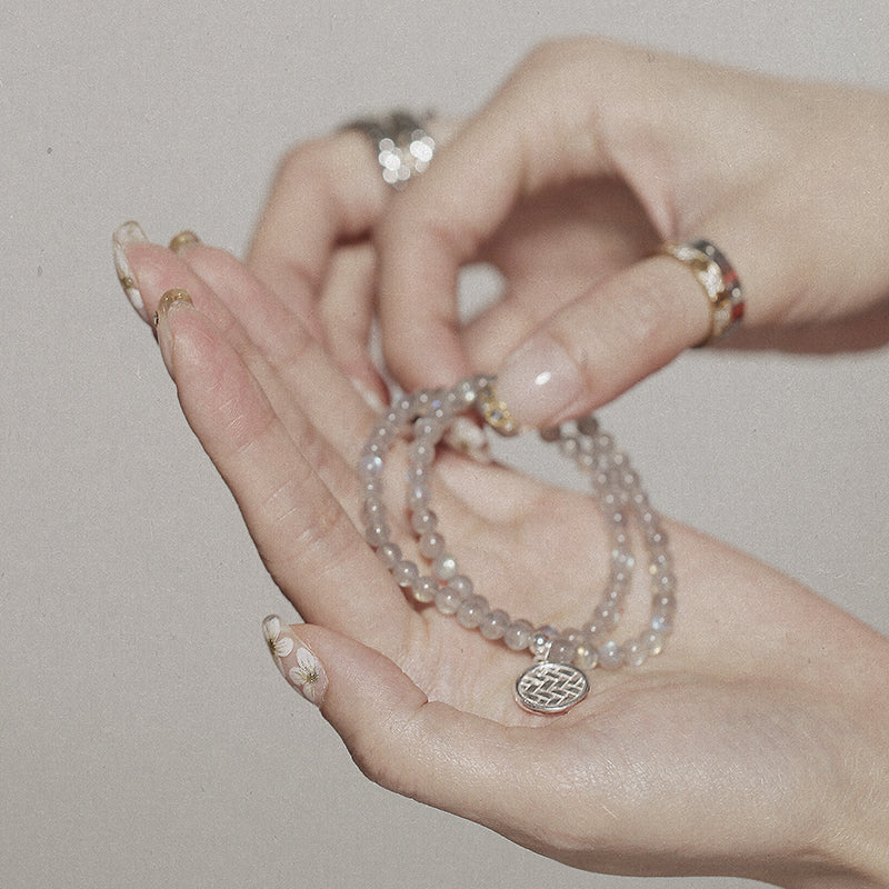 CUSTOM-MADE CRYSTAL BRACELET - SUNLIGHT/MOONLIGHT STONE