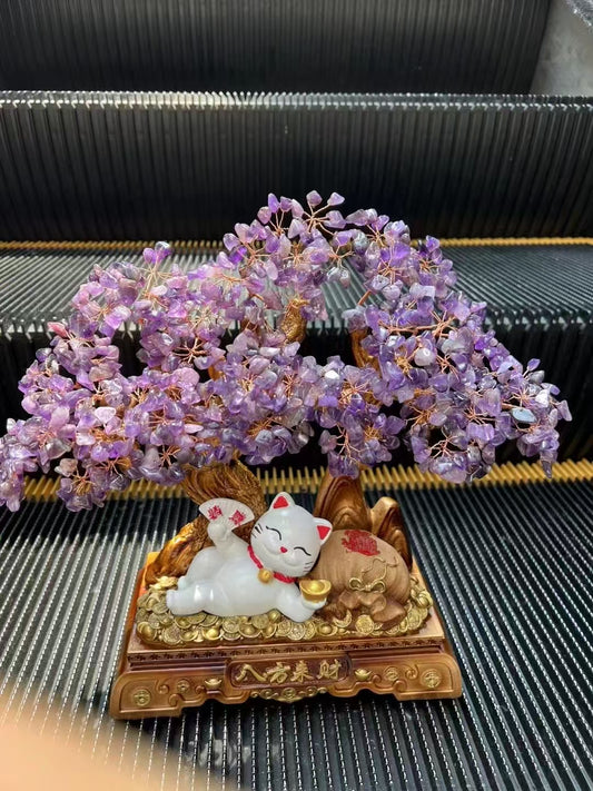 Fortune Cat Shape Crystal Tree